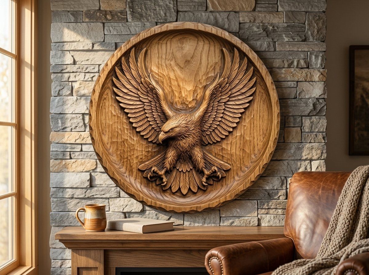 Descending Bald Eagle Landing CNC Relief STL bas-relief STL — view 12