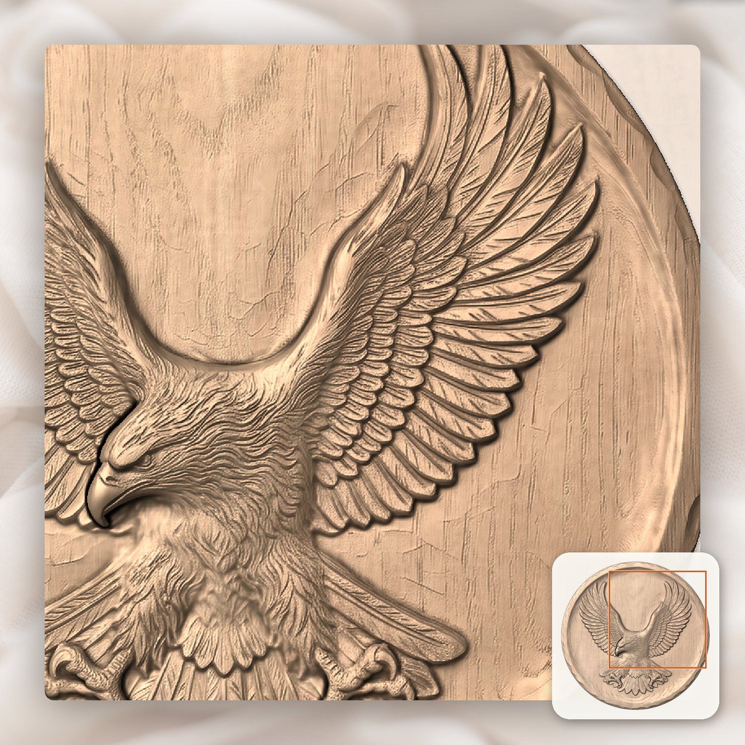 Descending Bald Eagle Landing CNC Relief STL bas-relief STL — view 7