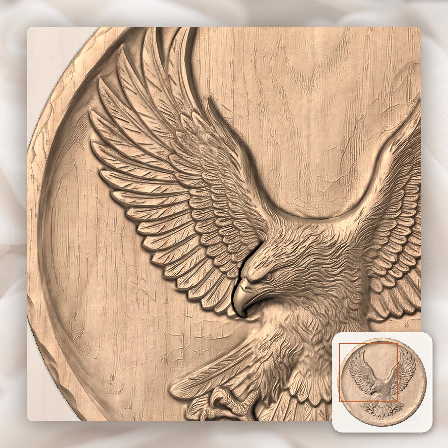 Descending Bald Eagle Landing CNC Relief STL bas-relief STL — view 8