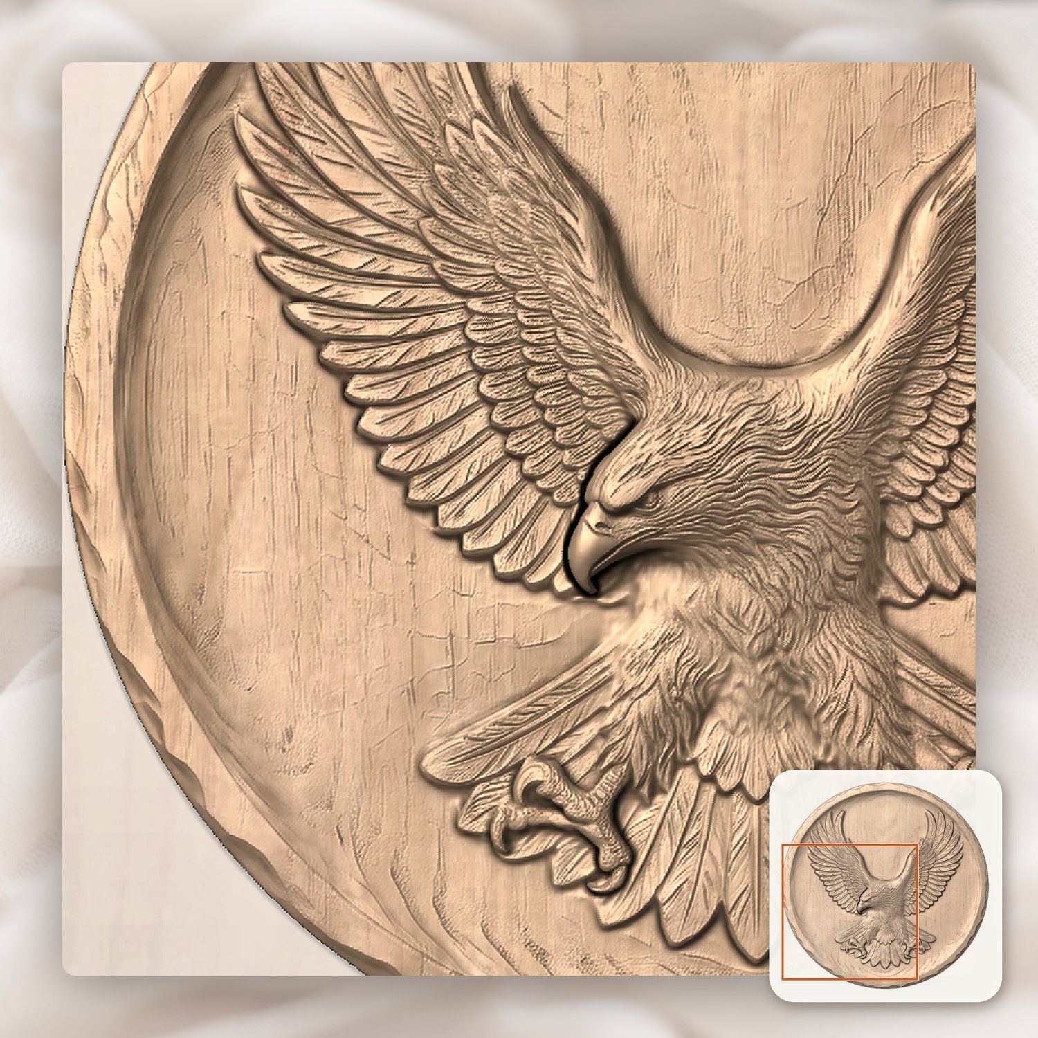 Descending Bald Eagle Landing CNC Relief STL bas-relief STL — view 9