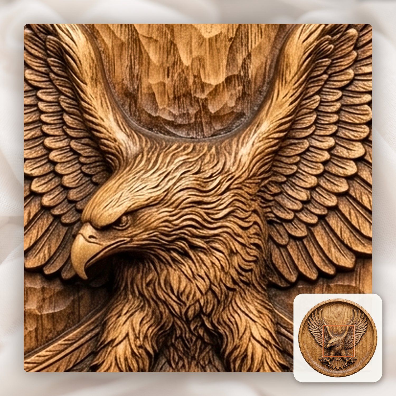 Descending Bald Eagle Landing CNC Relief STL bas-relief STL — view 10