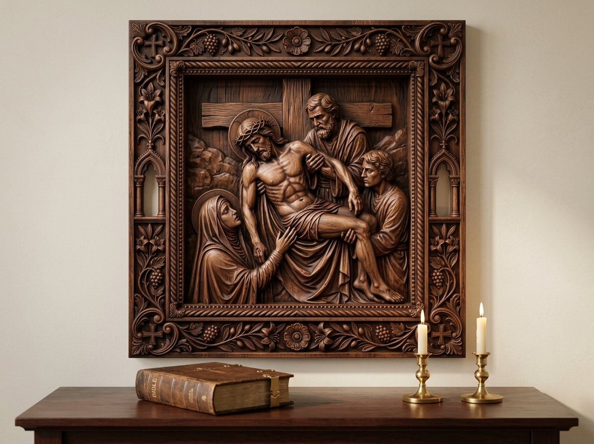 Jesus Taken Down from Cross STL bas-relief STL — view 15