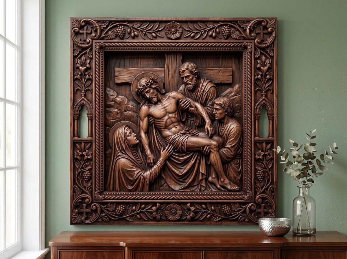Jesus Taken Down from Cross STL bas-relief STL — view 16