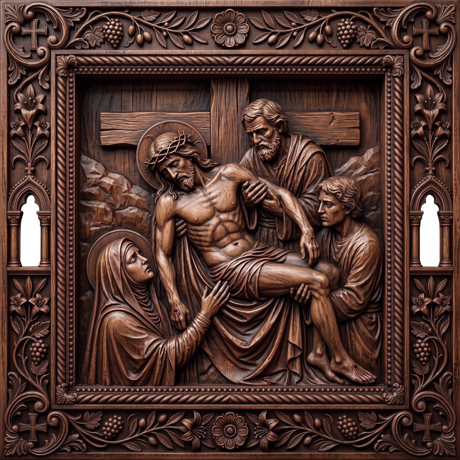 Jesus Taken Down from Cross STL bas-relief STL — view 2