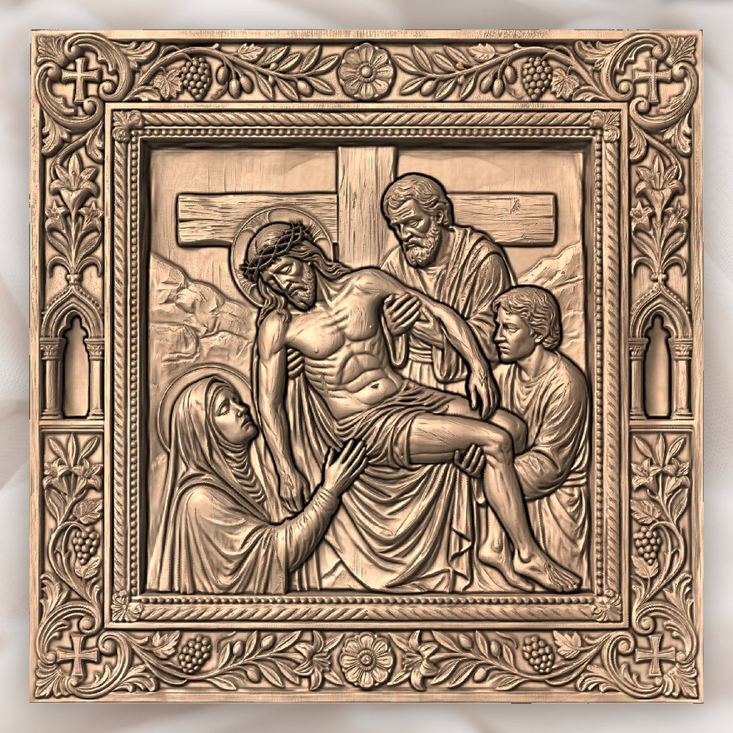 Jesus Taken Down from Cross STL bas-relief STL — view 3
