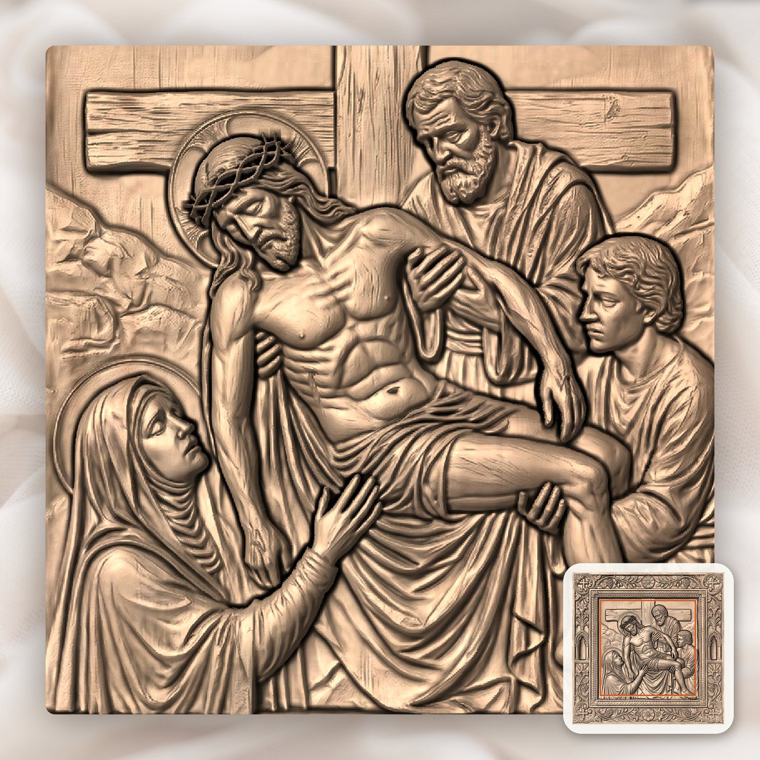 Jesus Taken Down from Cross STL bas-relief STL — view 5
