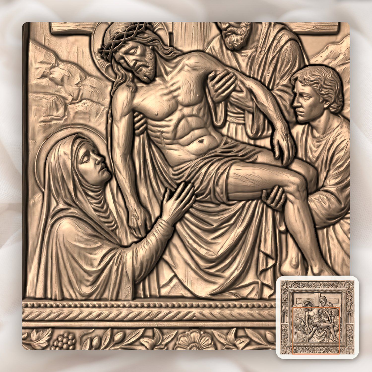 Jesus Taken Down from Cross STL bas-relief STL — view 6