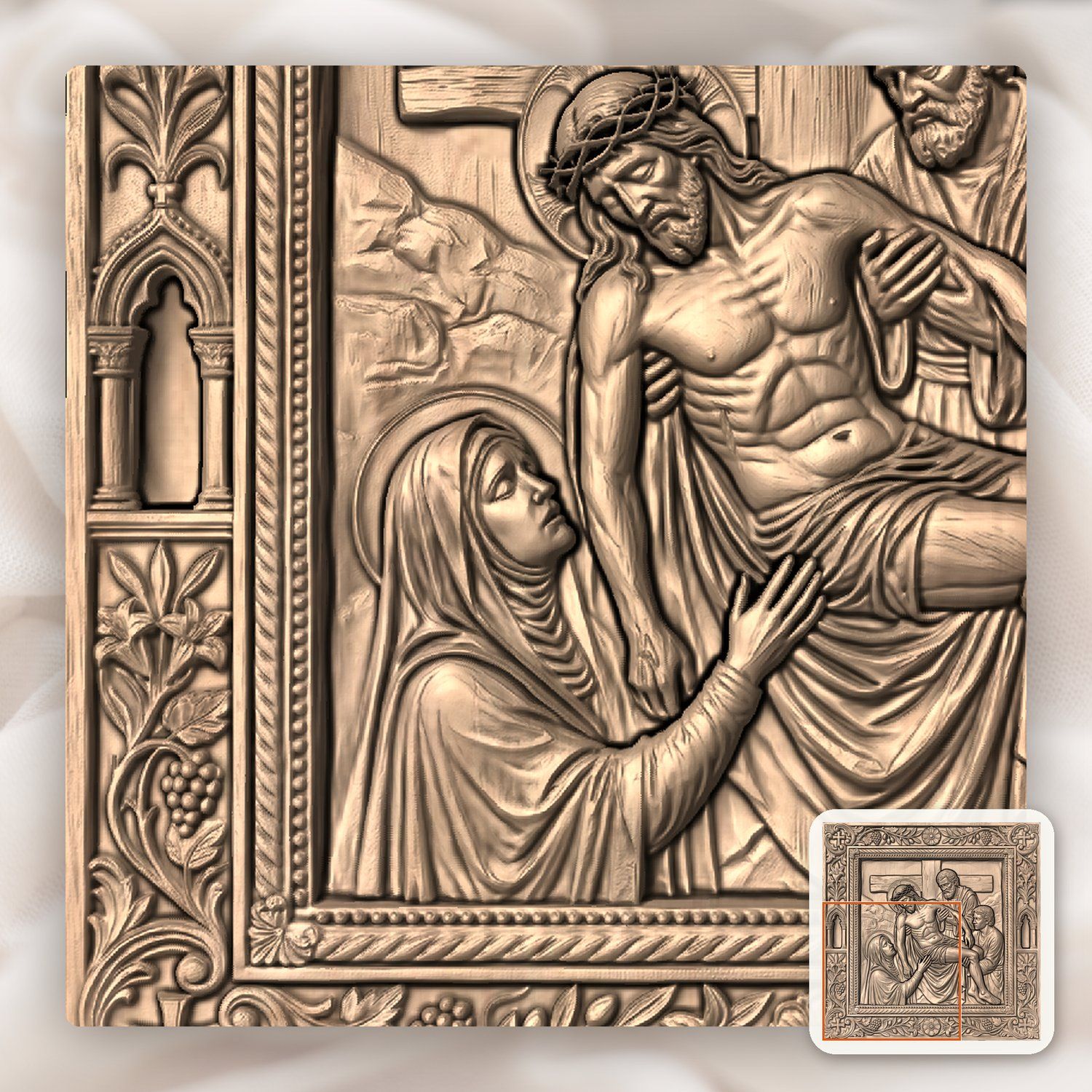 Jesus Taken Down from Cross STL bas-relief STL — view 7