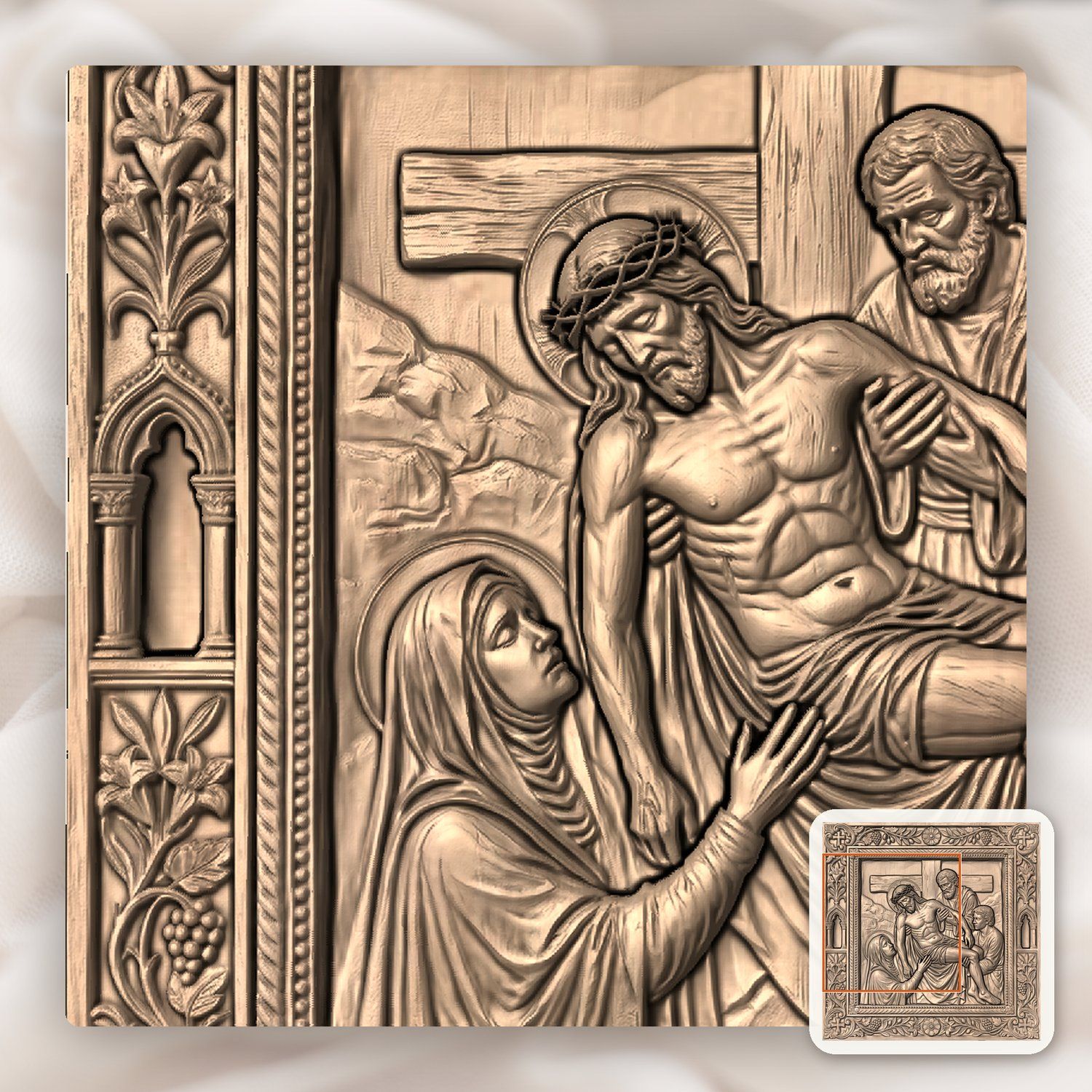 Jesus Taken Down from Cross STL bas-relief STL — view 8