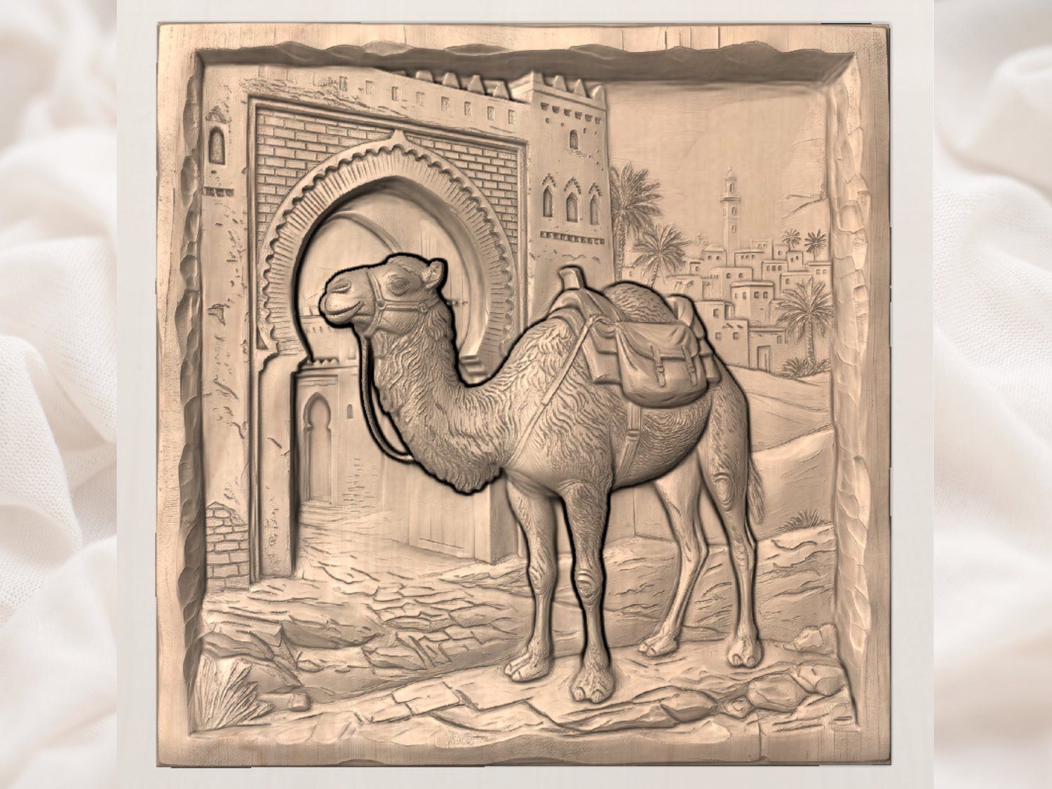Desert Caravan Ancient City Gateway CNC Relief STL bas-relief STL — view 3