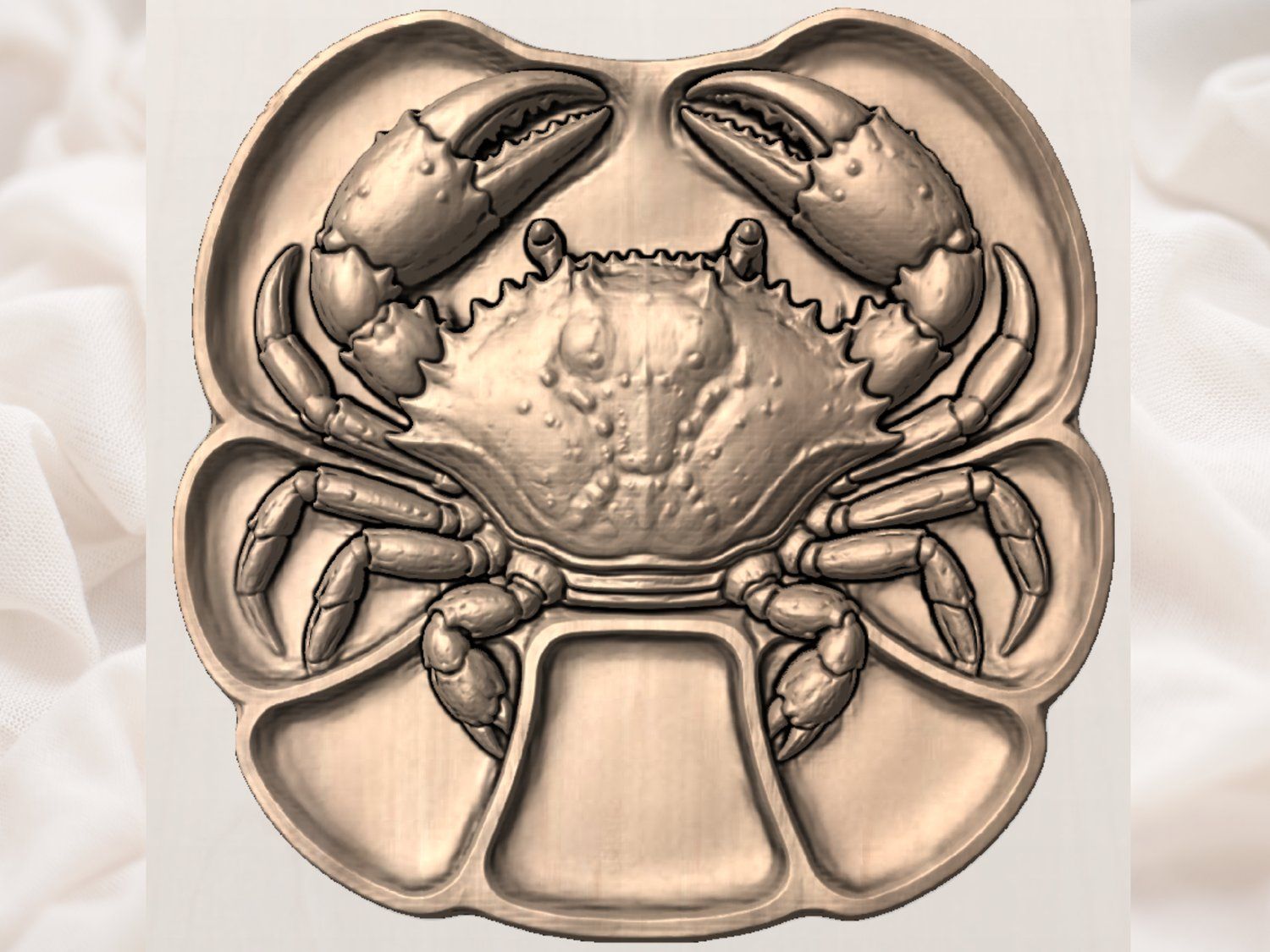 Detailed Crab Serving Tray Wood Carving Design bas-relief STL — view 3