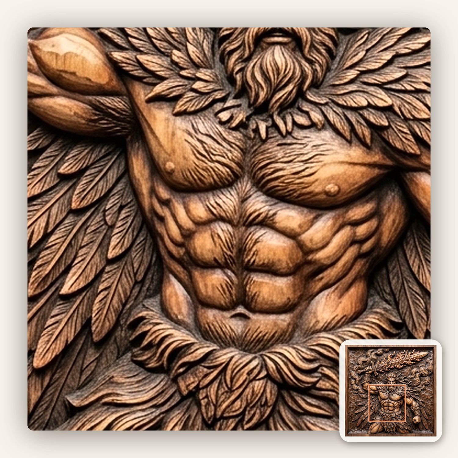 Divine Winged Warrior Flaming Sword CNC Relief STL bas-relief STL — view 10