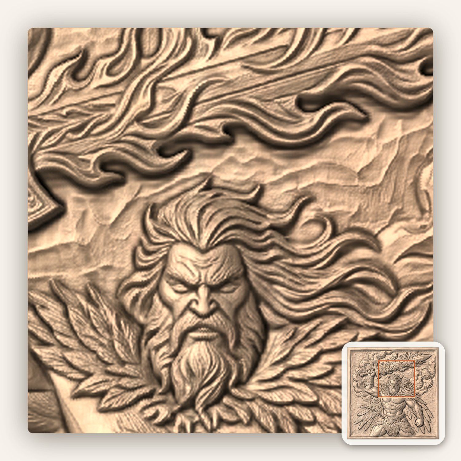 Divine Winged Warrior Flaming Sword CNC Relief STL bas-relief STL — view 5