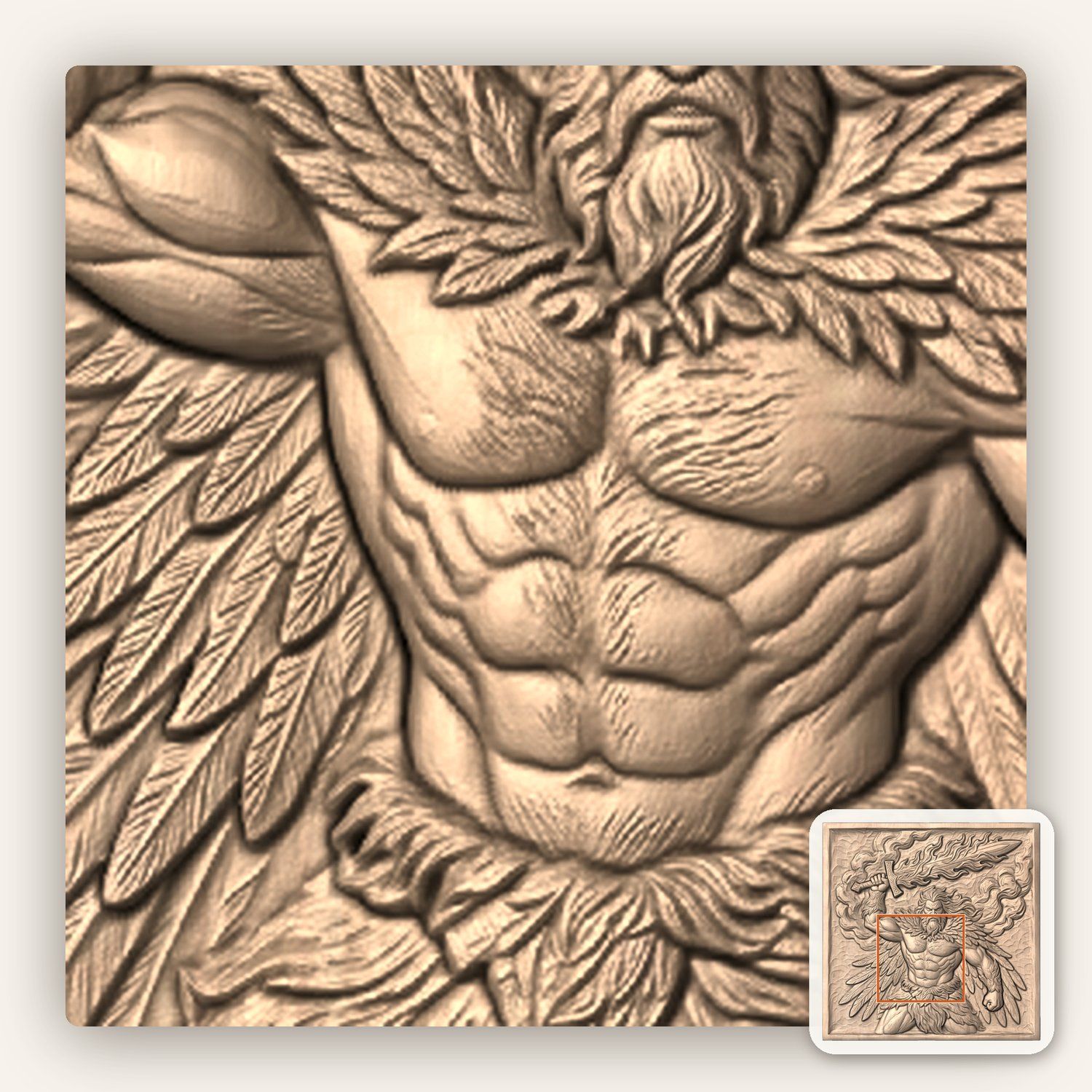 Divine Winged Warrior Flaming Sword CNC Relief STL bas-relief STL — view 6
