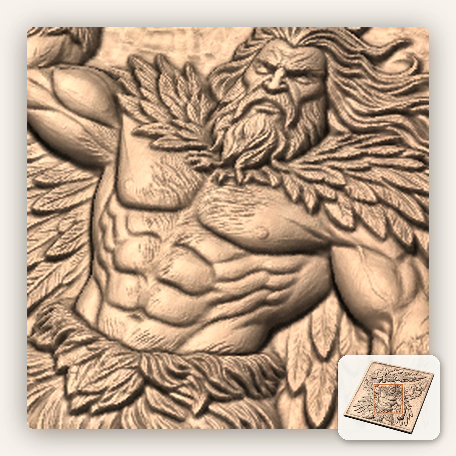 Divine Winged Warrior Flaming Sword CNC Relief STL bas-relief STL — view 7