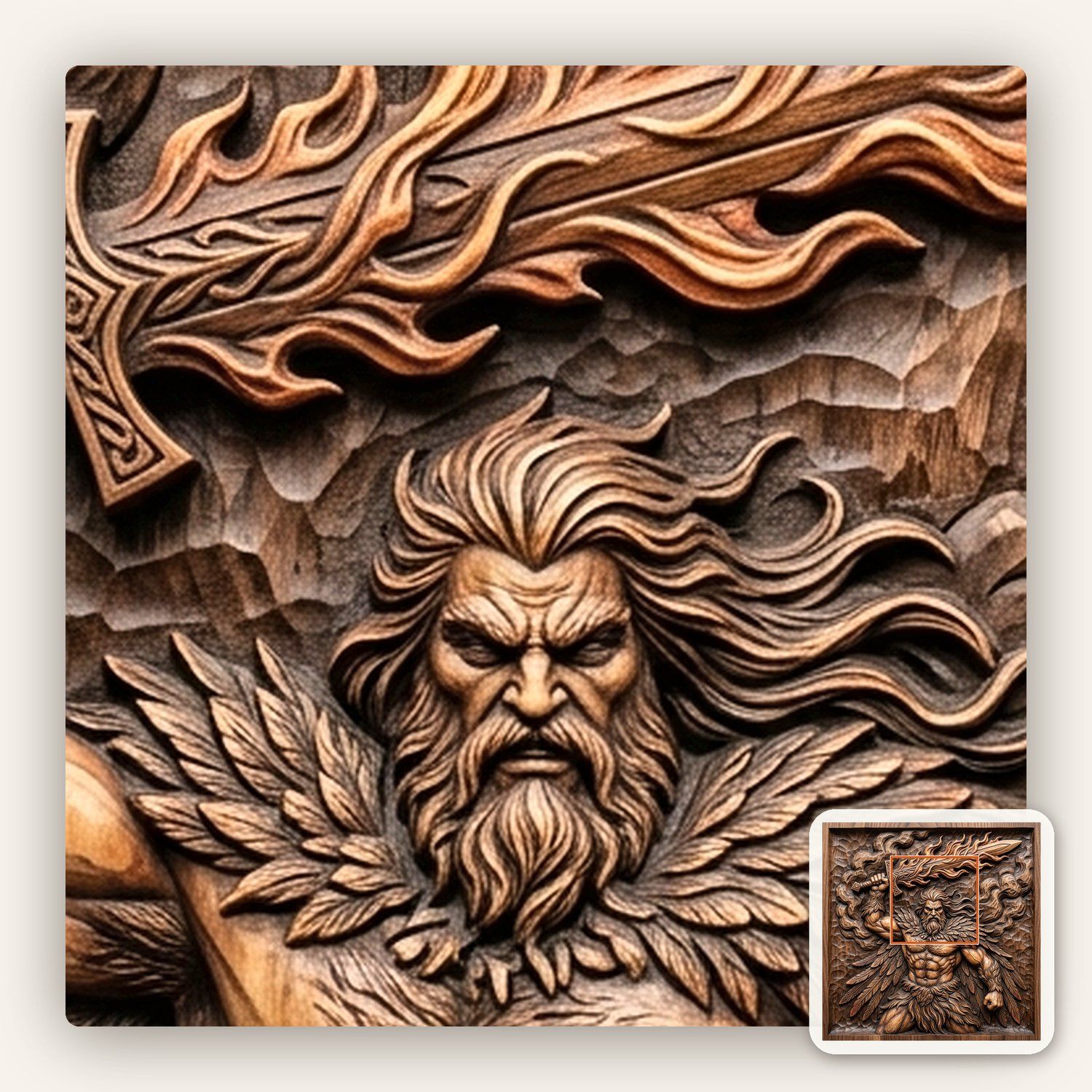 Divine Winged Warrior Flaming Sword CNC Relief STL bas-relief STL — view 9