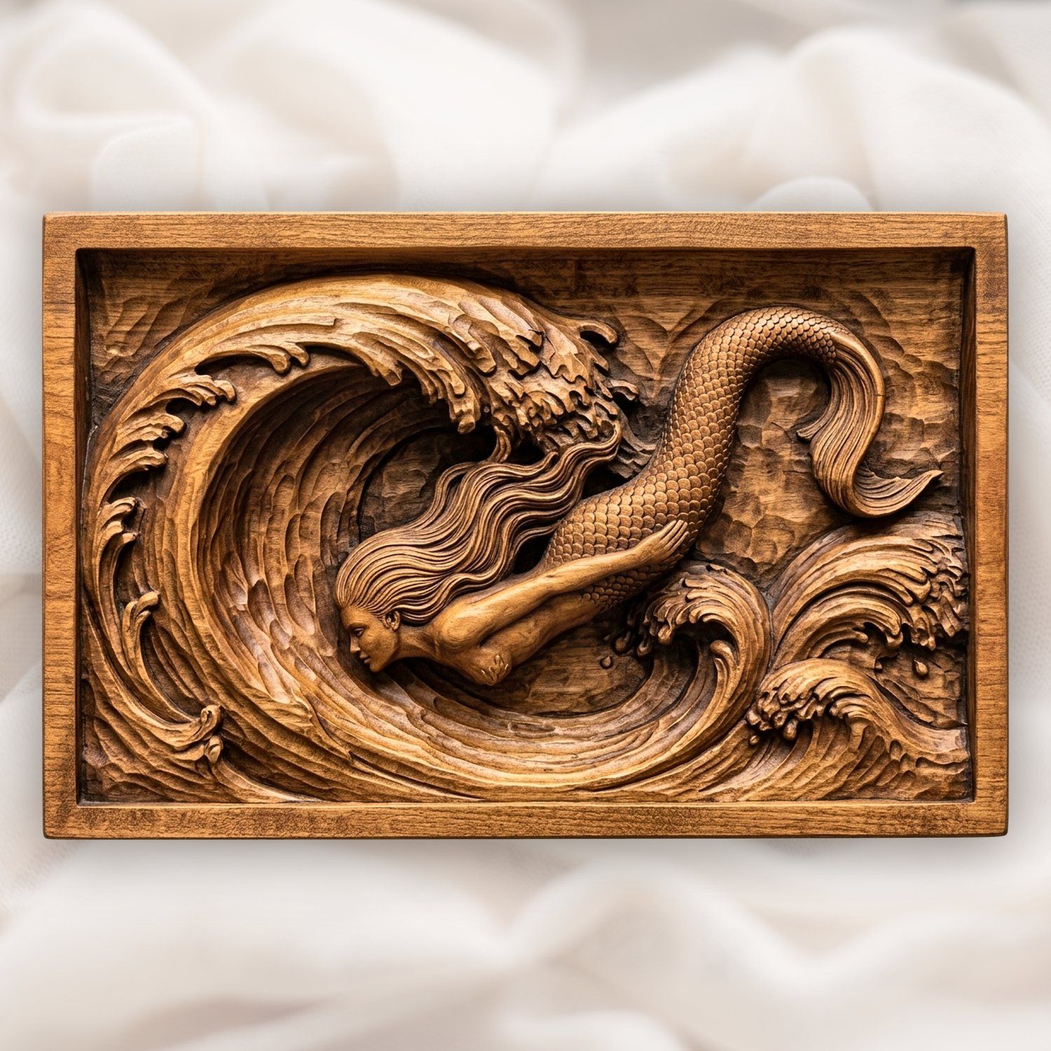 Diving Mermaid Wave CNC Relief STL bas-relief STL design