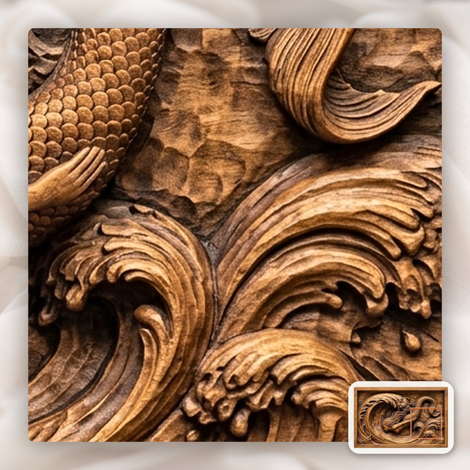 Diving Mermaid Wave CNC Relief STL bas-relief STL — view 12