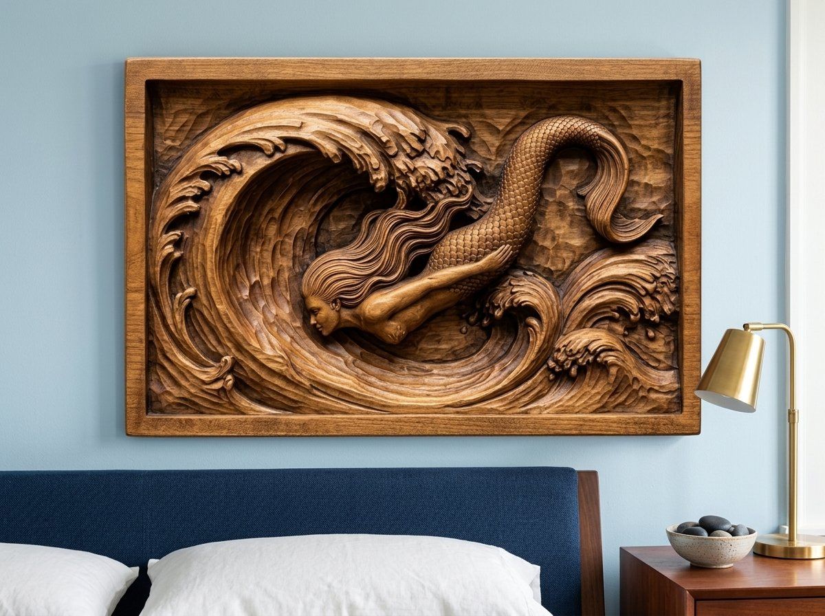 Diving Mermaid Wave CNC Relief STL bas-relief STL — view 14