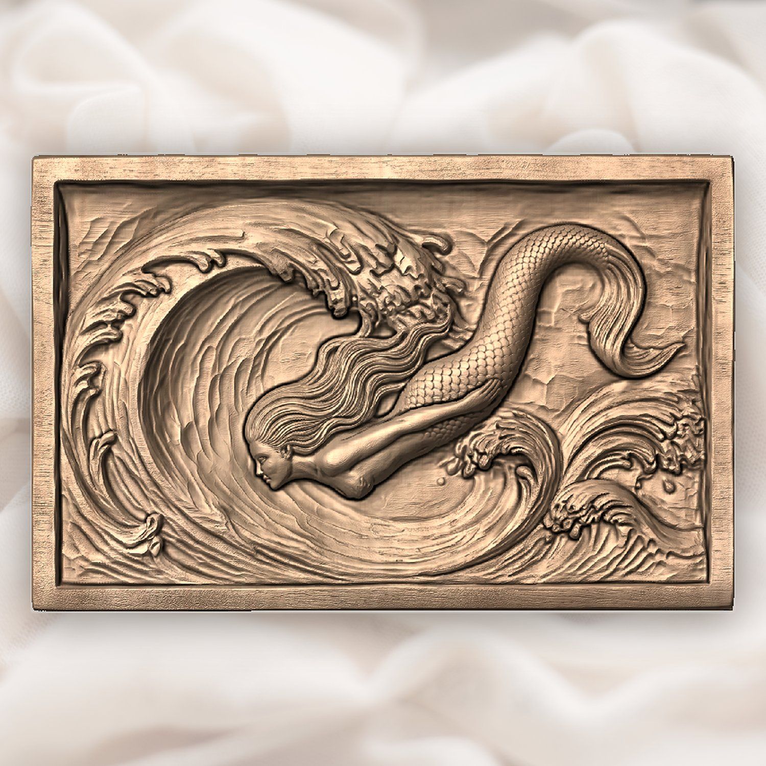 Diving Mermaid Wave CNC Relief STL bas-relief STL — view 5