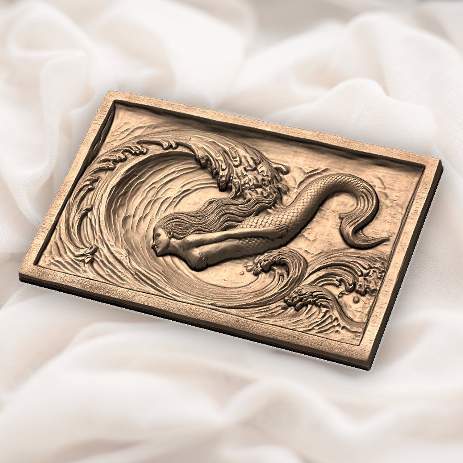 Diving Mermaid Wave CNC Relief STL bas-relief STL — view 6