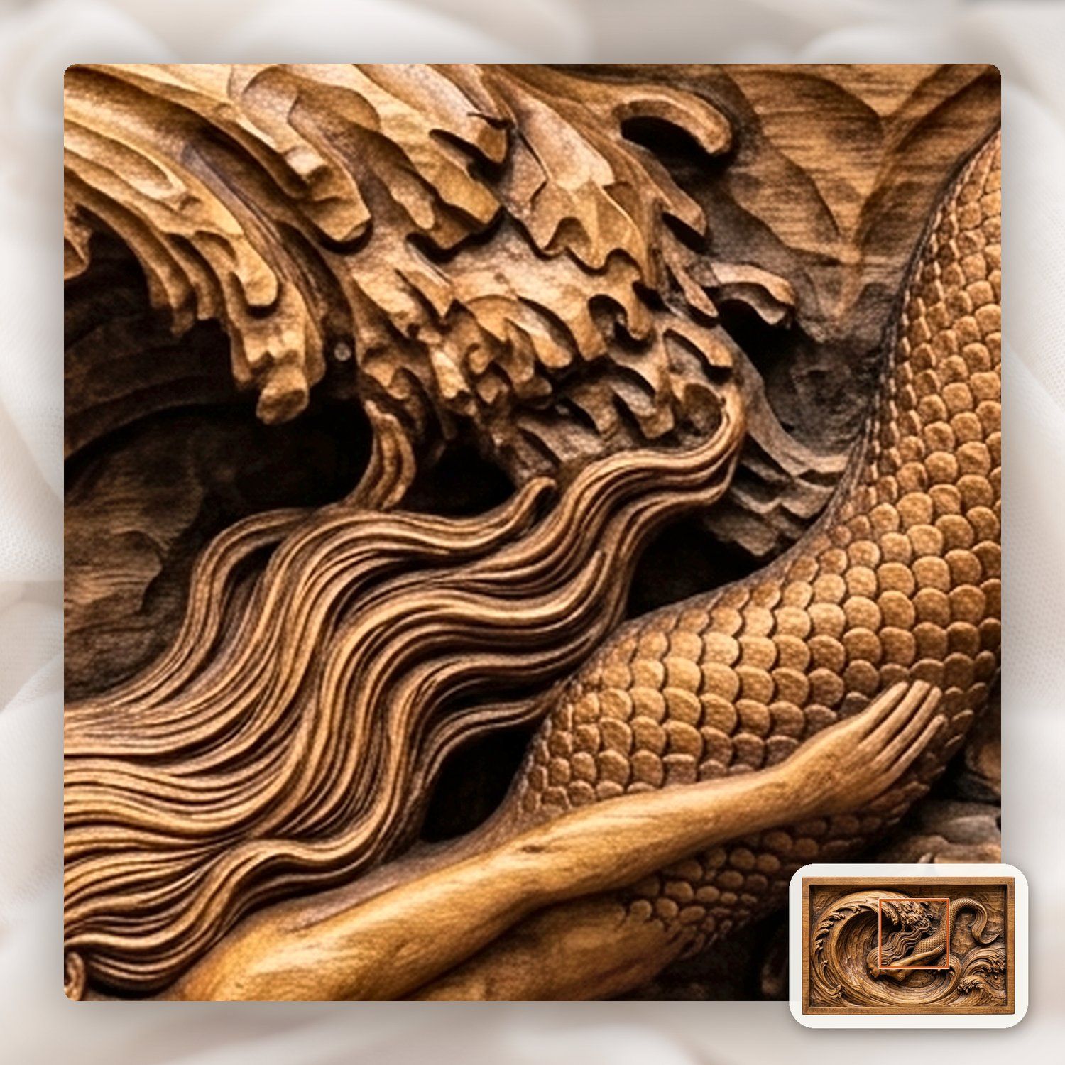 Diving Mermaid Wave CNC Relief STL bas-relief STL — view 11