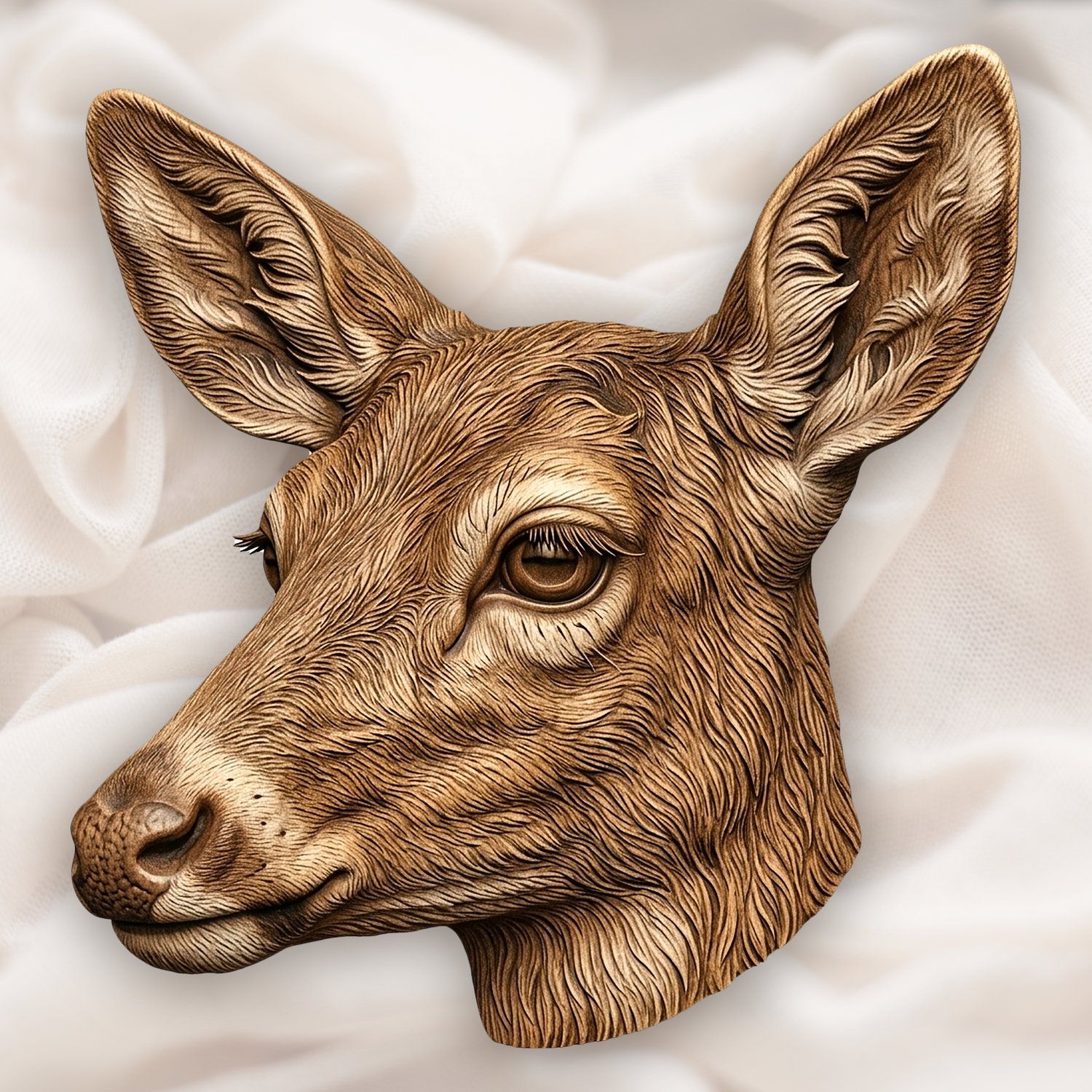 Doe Head Profile Wildlife CNC Relief STL bas-relief STL design