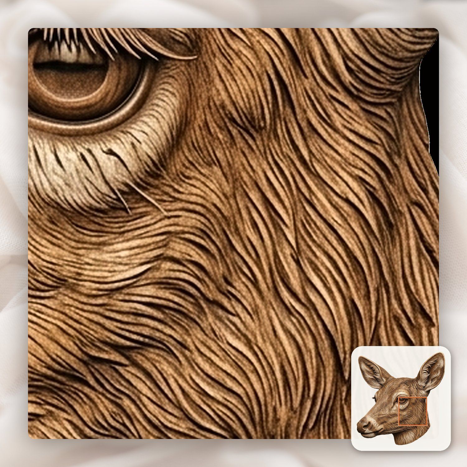 Doe Head Profile Wildlife CNC Relief STL bas-relief STL — view 11