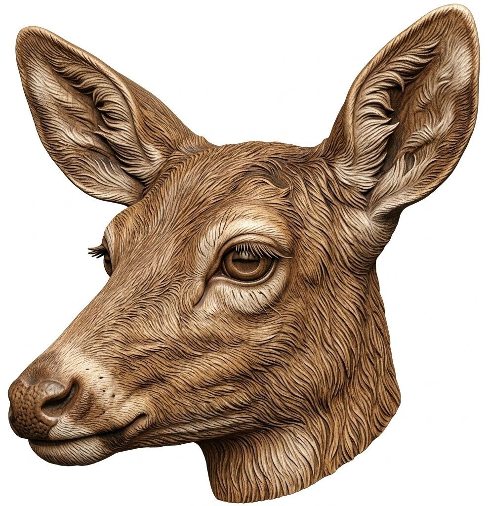 Doe Head Profile Wildlife CNC Relief STL bas-relief STL — view 12