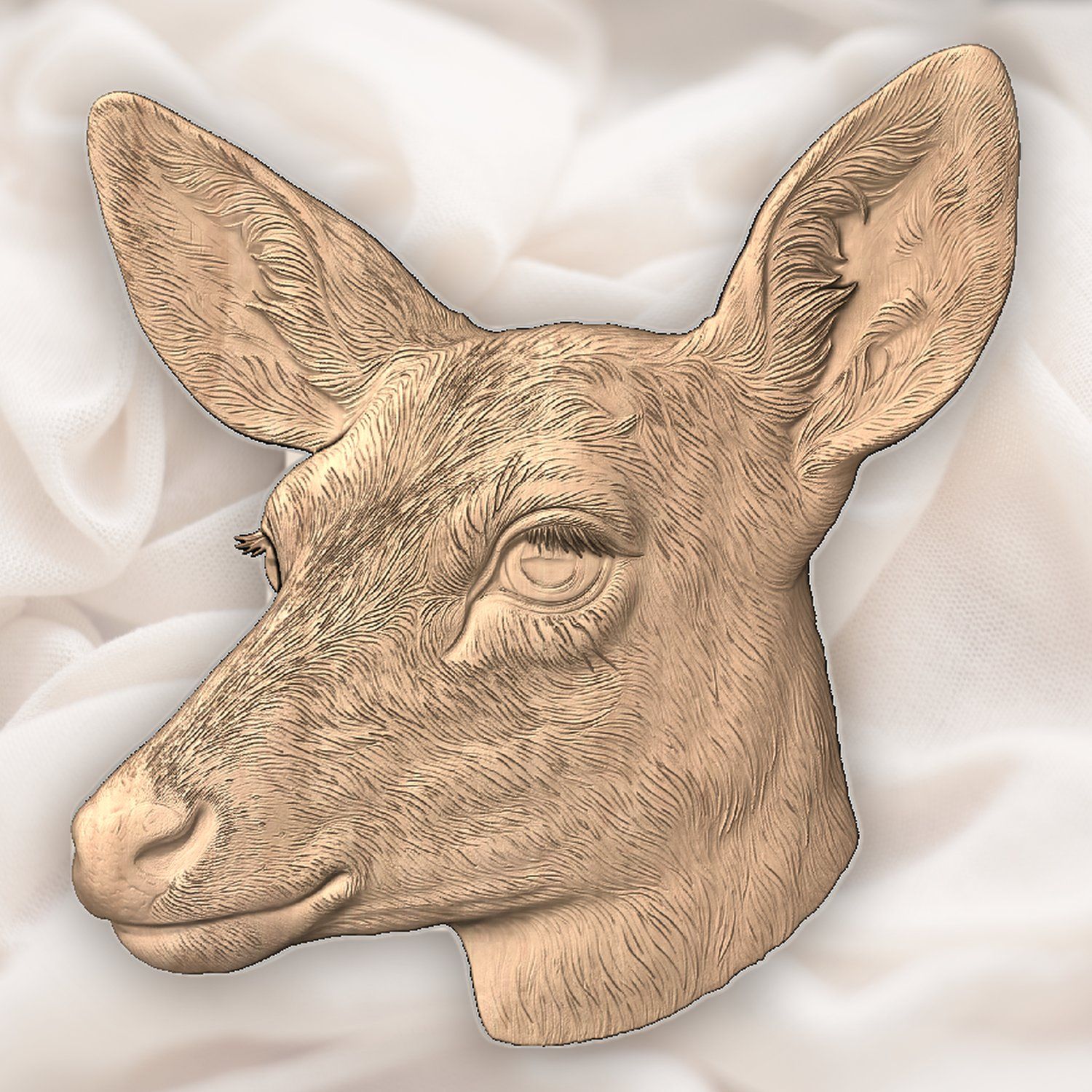 Doe Head Profile Wildlife CNC Relief STL bas-relief STL — view 4