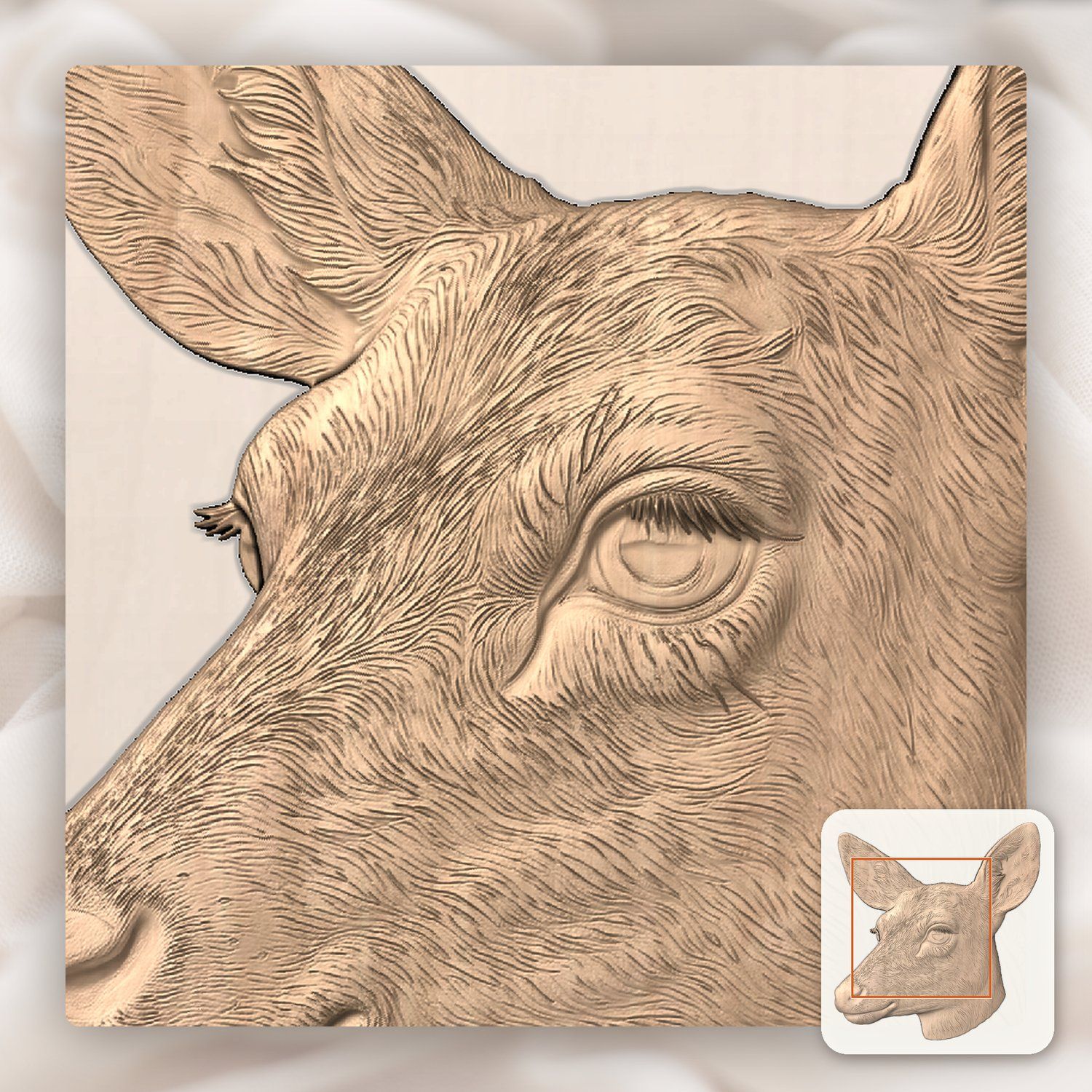 Doe Head Profile Wildlife CNC Relief STL bas-relief STL — view 6
