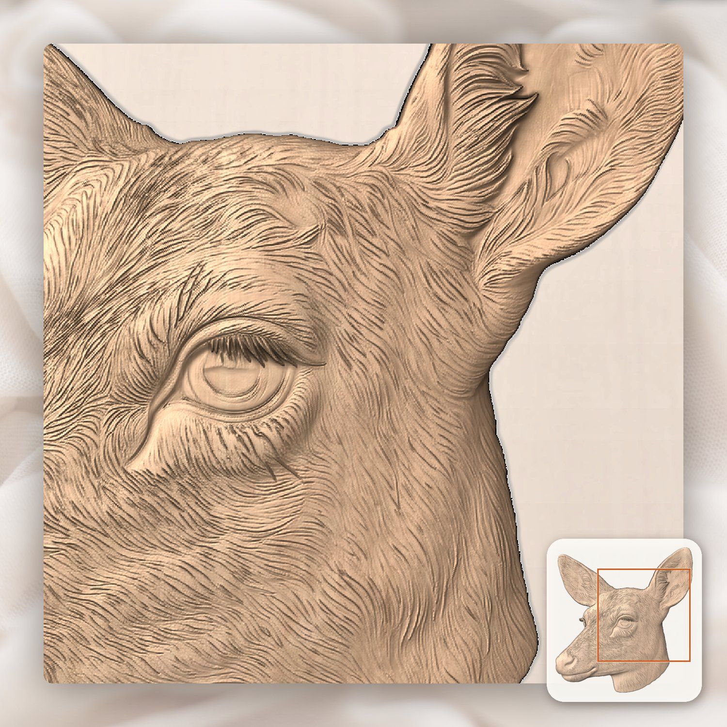 Doe Head Profile Wildlife CNC Relief STL bas-relief STL — view 8