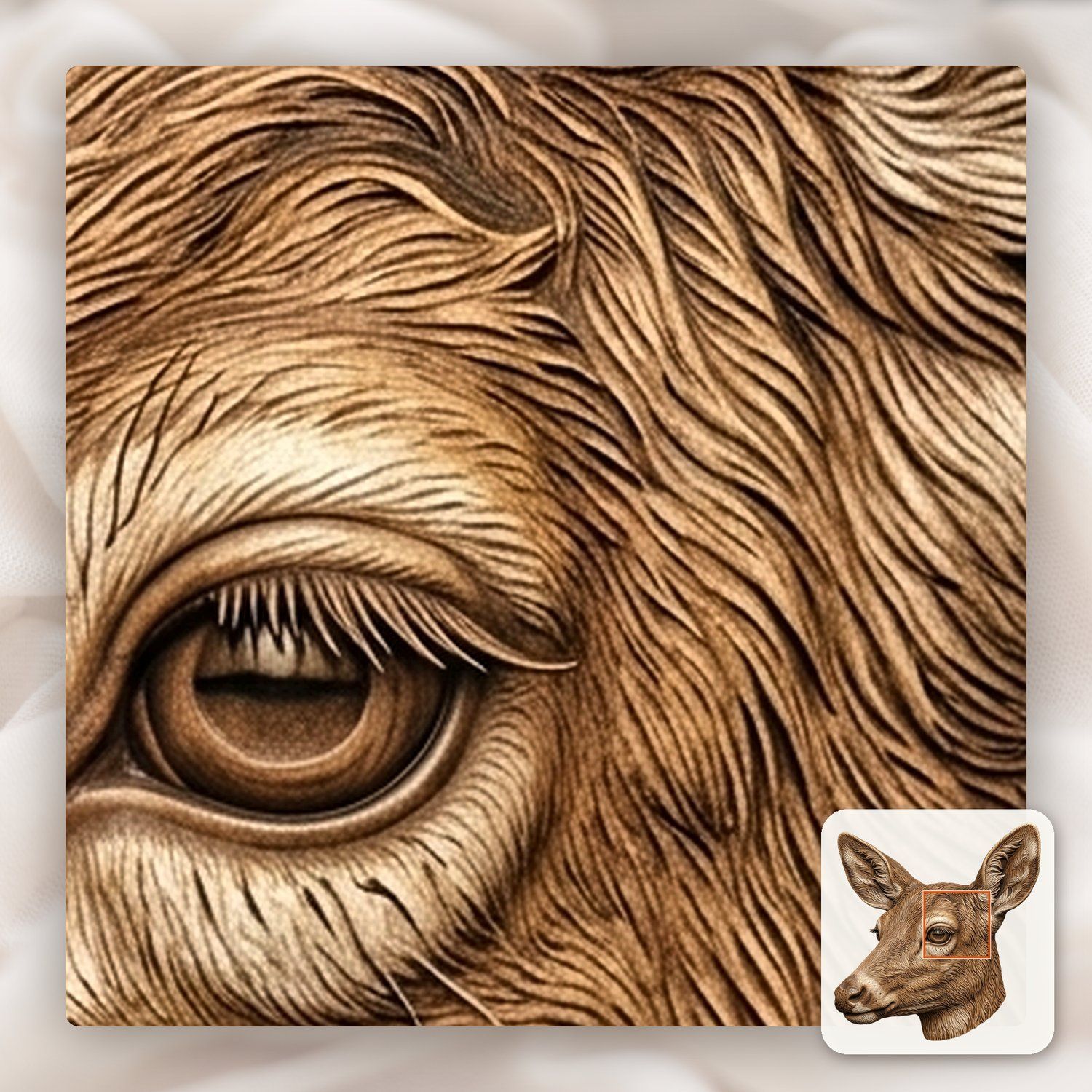 Doe Head Profile Wildlife CNC Relief STL bas-relief STL — view 10