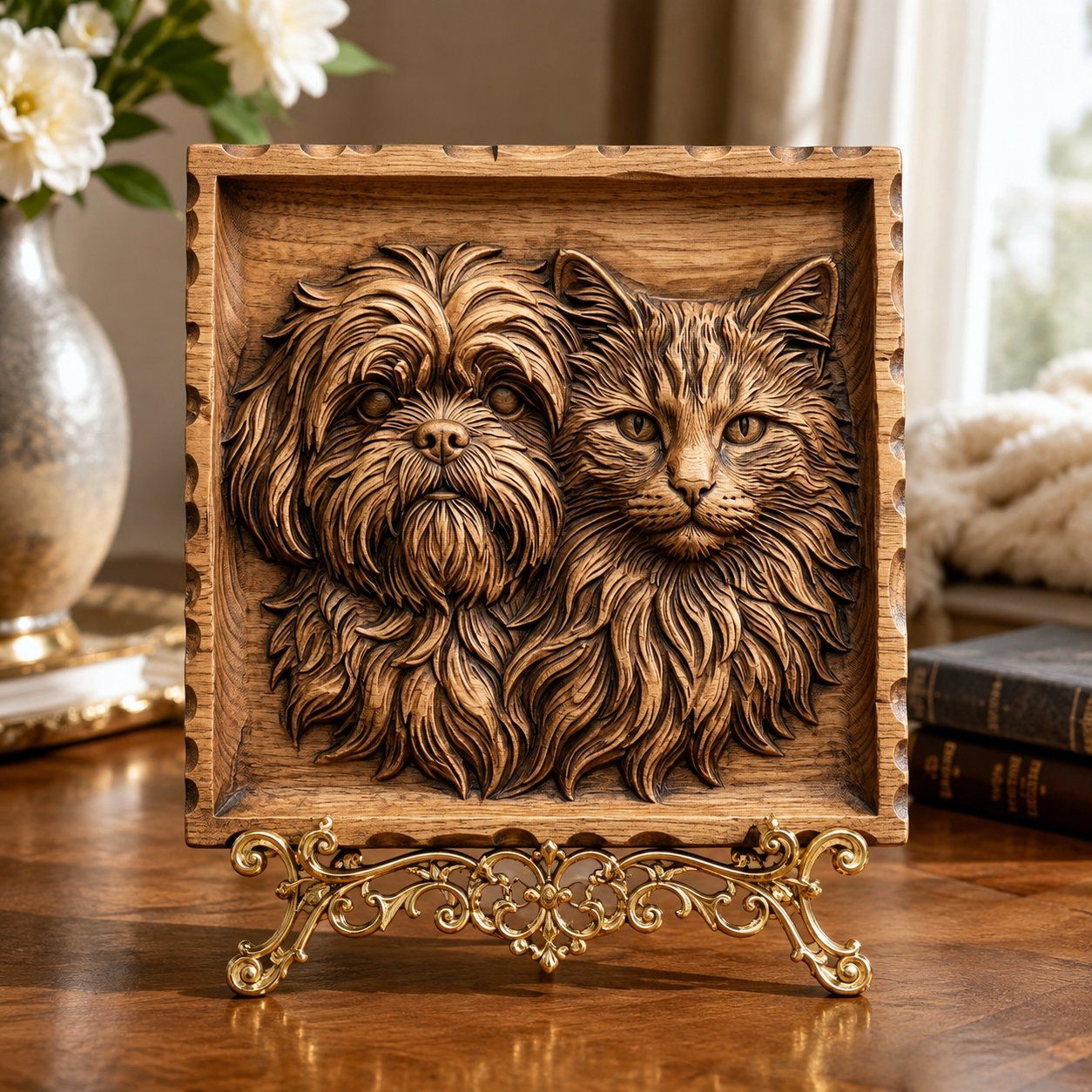 Shih Tzu and Maine Coon Pet CNC Relief STL bas-relief STL — view 7