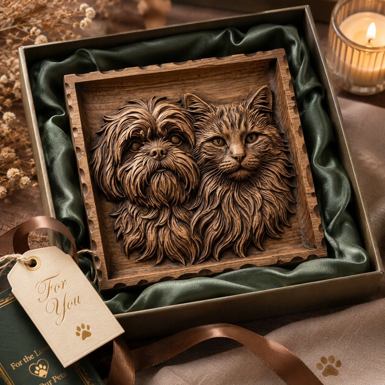 Shih Tzu and Maine Coon Pet CNC Relief STL bas-relief STL — view 9