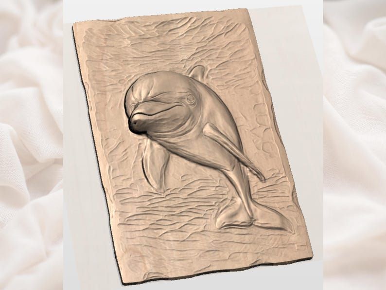 Bottlenose Dolphin Bas-Relief STL for CNC Carving bas-relief STL — view 2