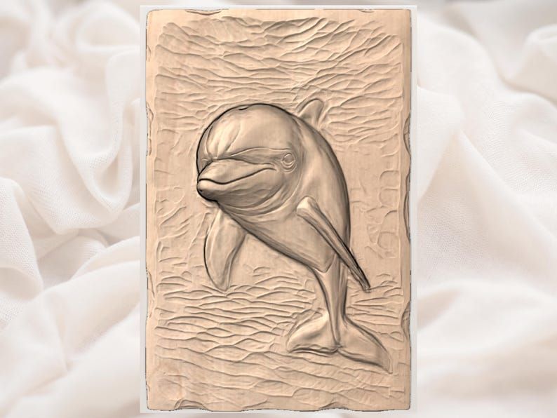 Bottlenose Dolphin Bas-Relief STL for CNC Carving bas-relief STL — view 3