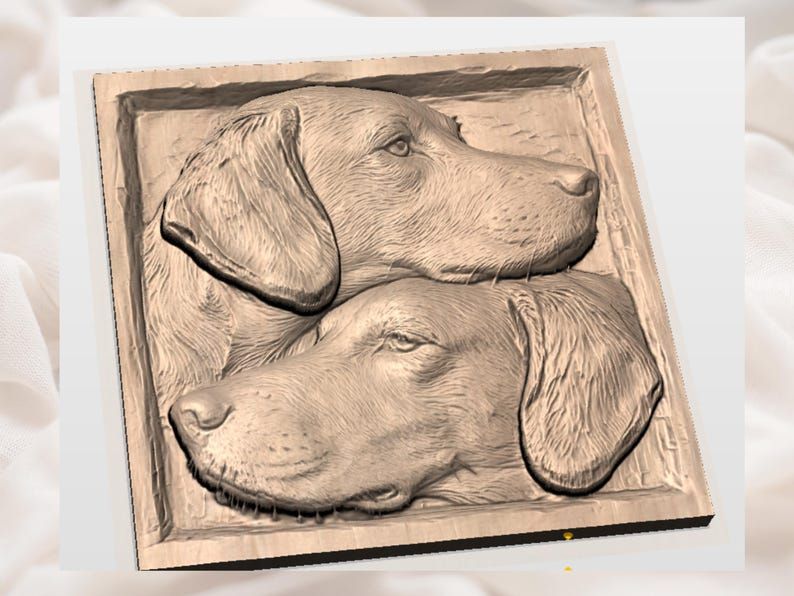 Two Beagles Resting Together Bas-Relief STL Carving Panel bas-relief STL — view 2