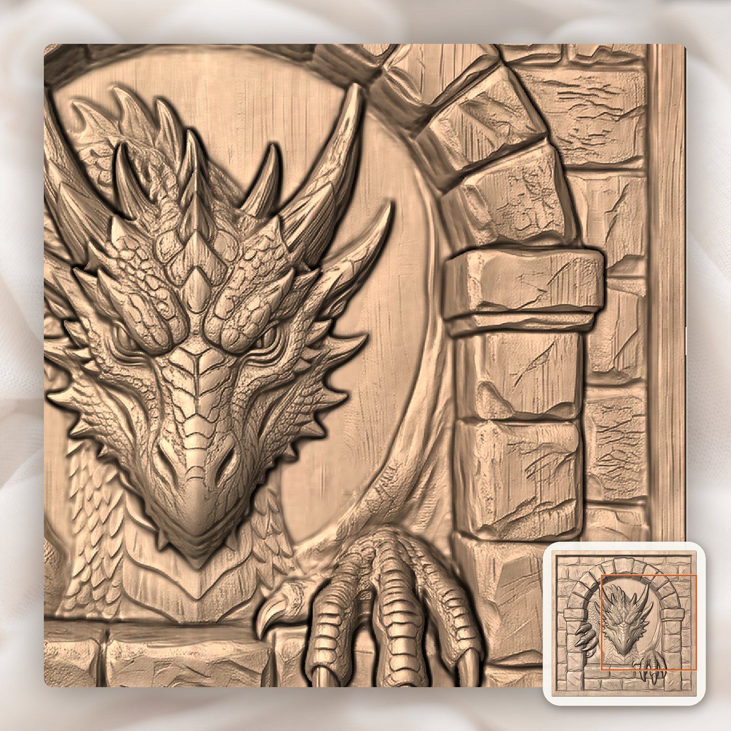 Dragon Castle Archway Wall Panel CNC Relief STL bas-relief STL — view 9