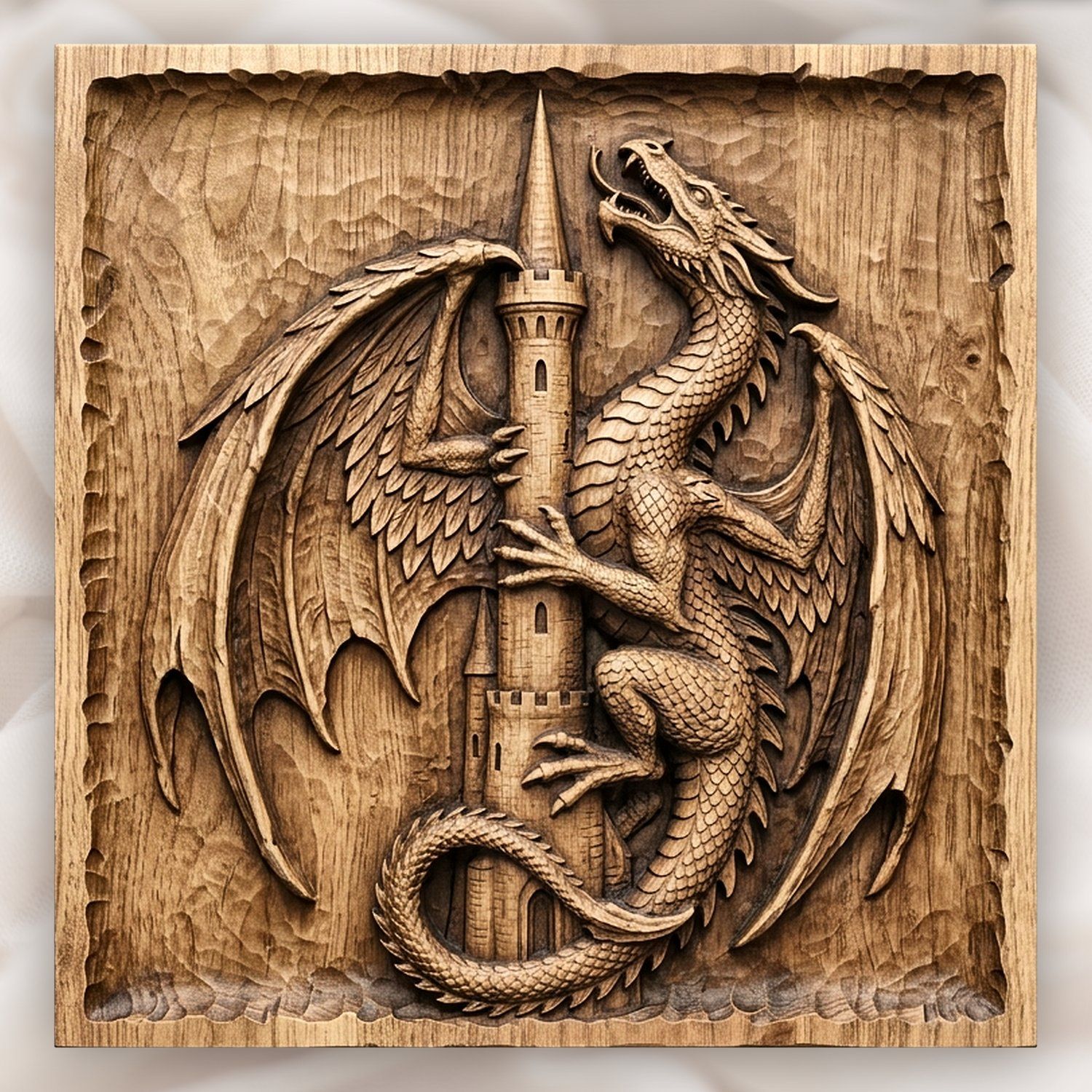 Dragon Castle Spire Decor Panel CNC Relief STL bas-relief STL design