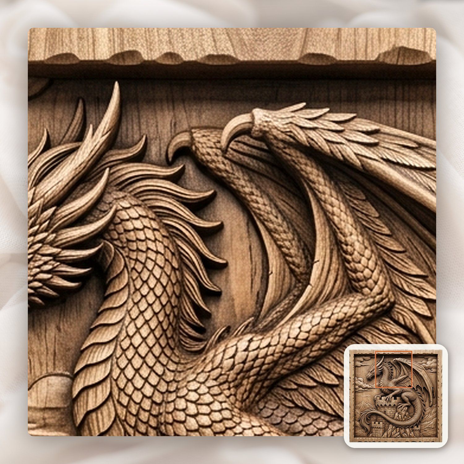 Dragon Castle Tower Medieval Panel CNC Relief STL bas-relief STL — view 11