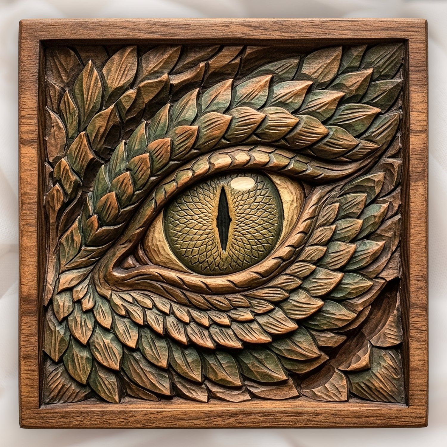 Dragon Eye Wood Carving CNC Relief STL | Mythical Beast Scale Panel | Fantasy Creature Wall Decor — carved bas relief STL file for CNC