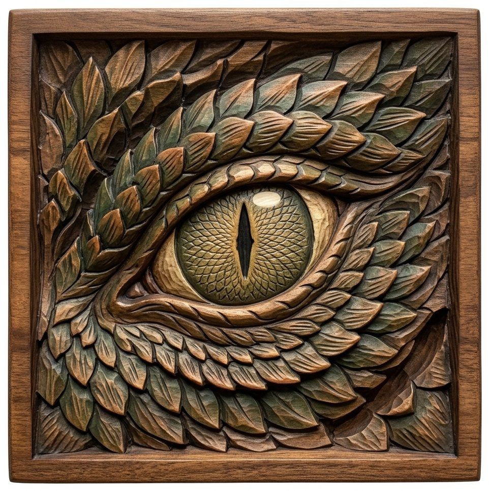 Dragon Eye Wood Carving CNC Relief STL bas-relief STL — view 4