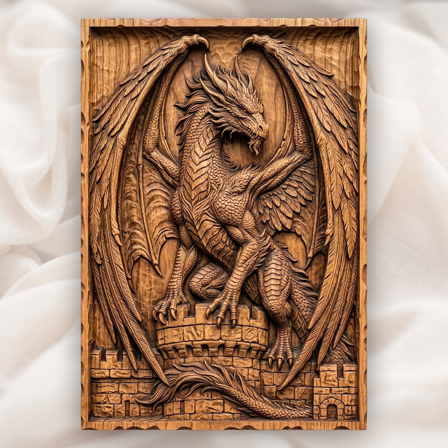 Dragon Guardian Castle Gate CNC Relief STL bas-relief STL design