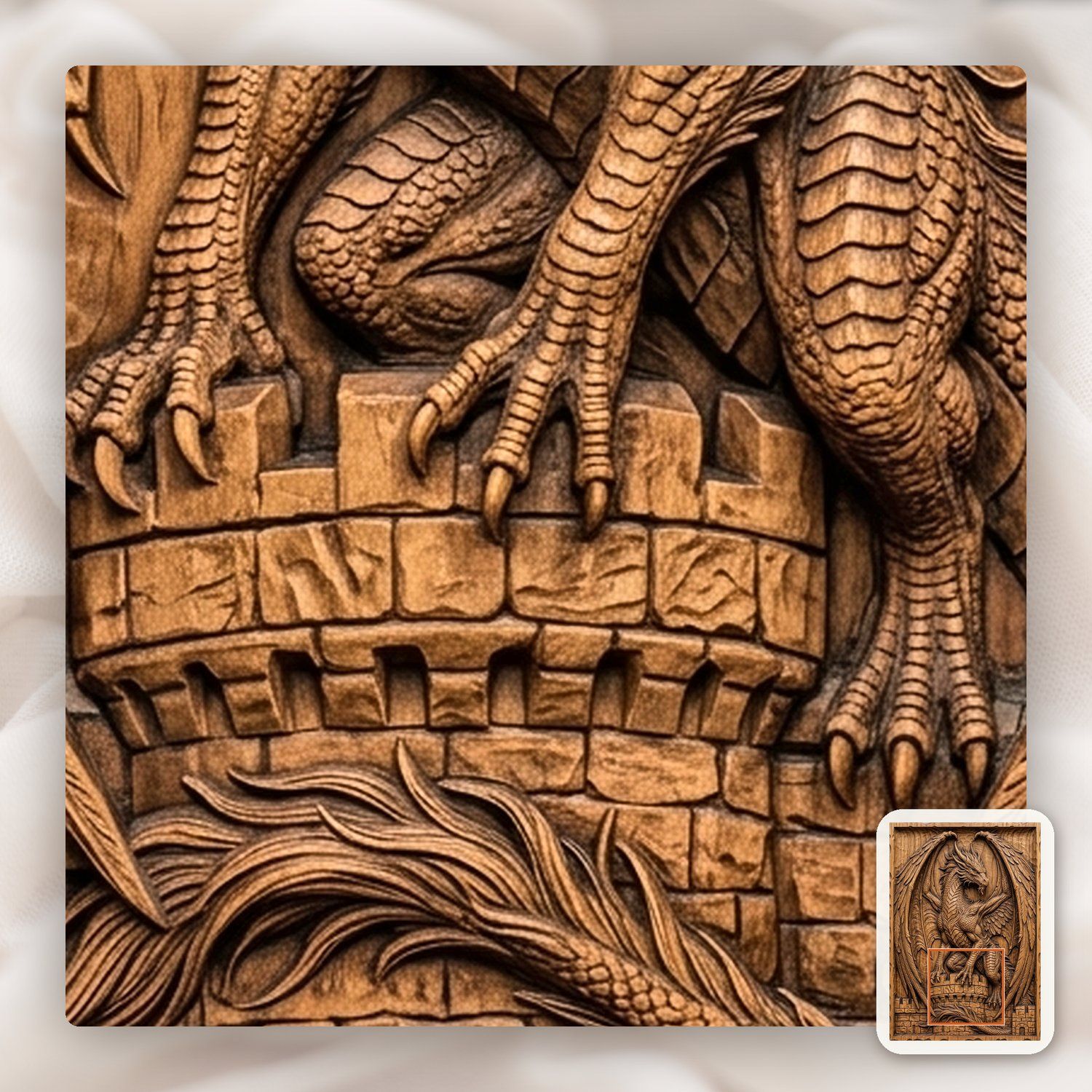 Dragon Guardian Castle Gate CNC Relief STL bas-relief STL — view 11