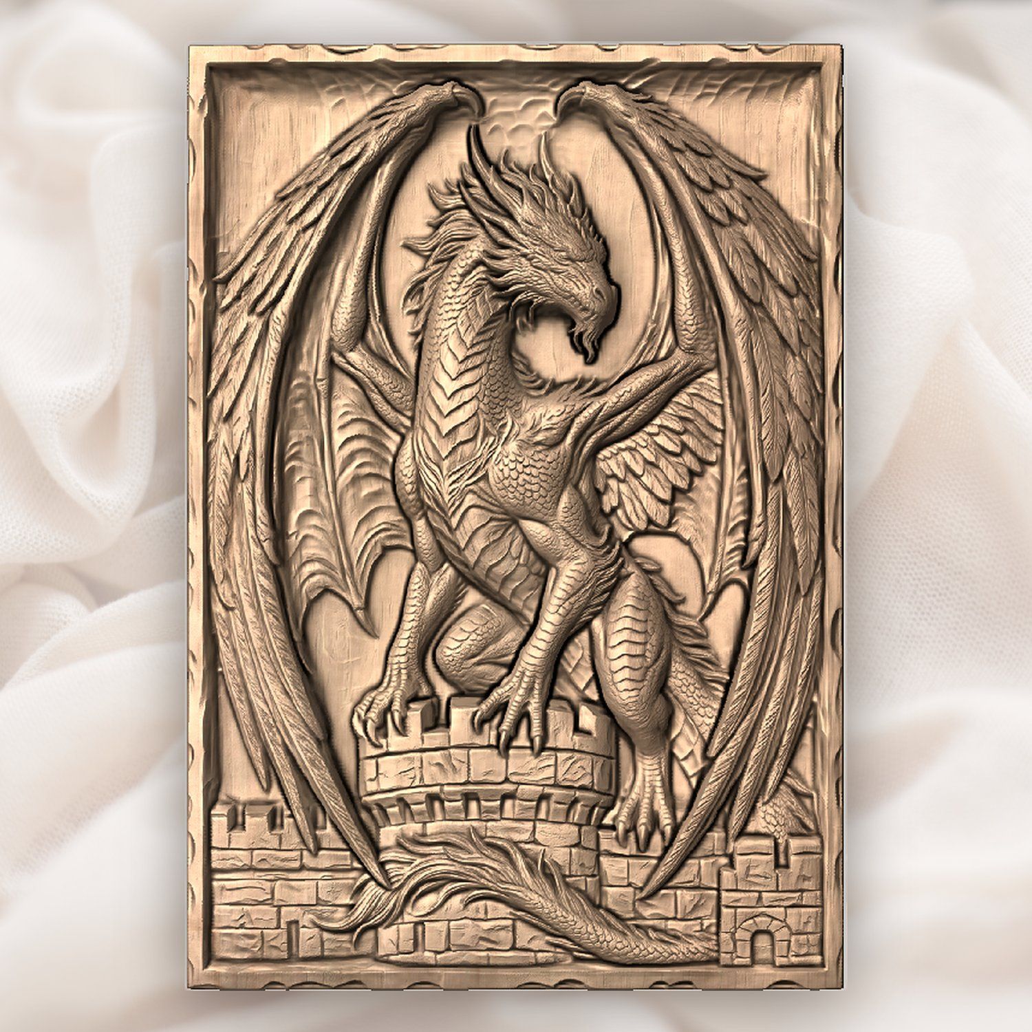 Dragon Guardian Castle Gate CNC Relief STL bas-relief STL — view 4