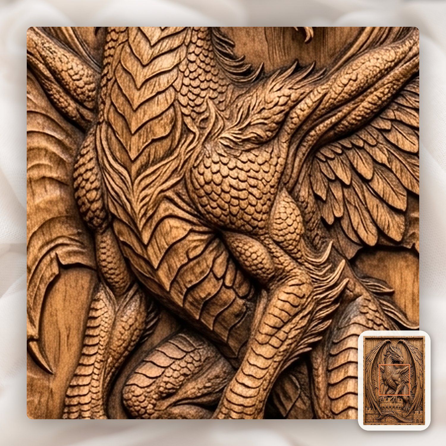 Dragon Guardian Castle Gate CNC Relief STL bas-relief STL — view 10