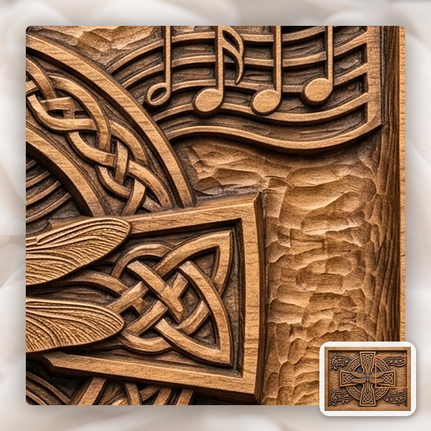 Dragonfly Celtic Cross Music Notes CNC Relief STL bas-relief STL — view 12