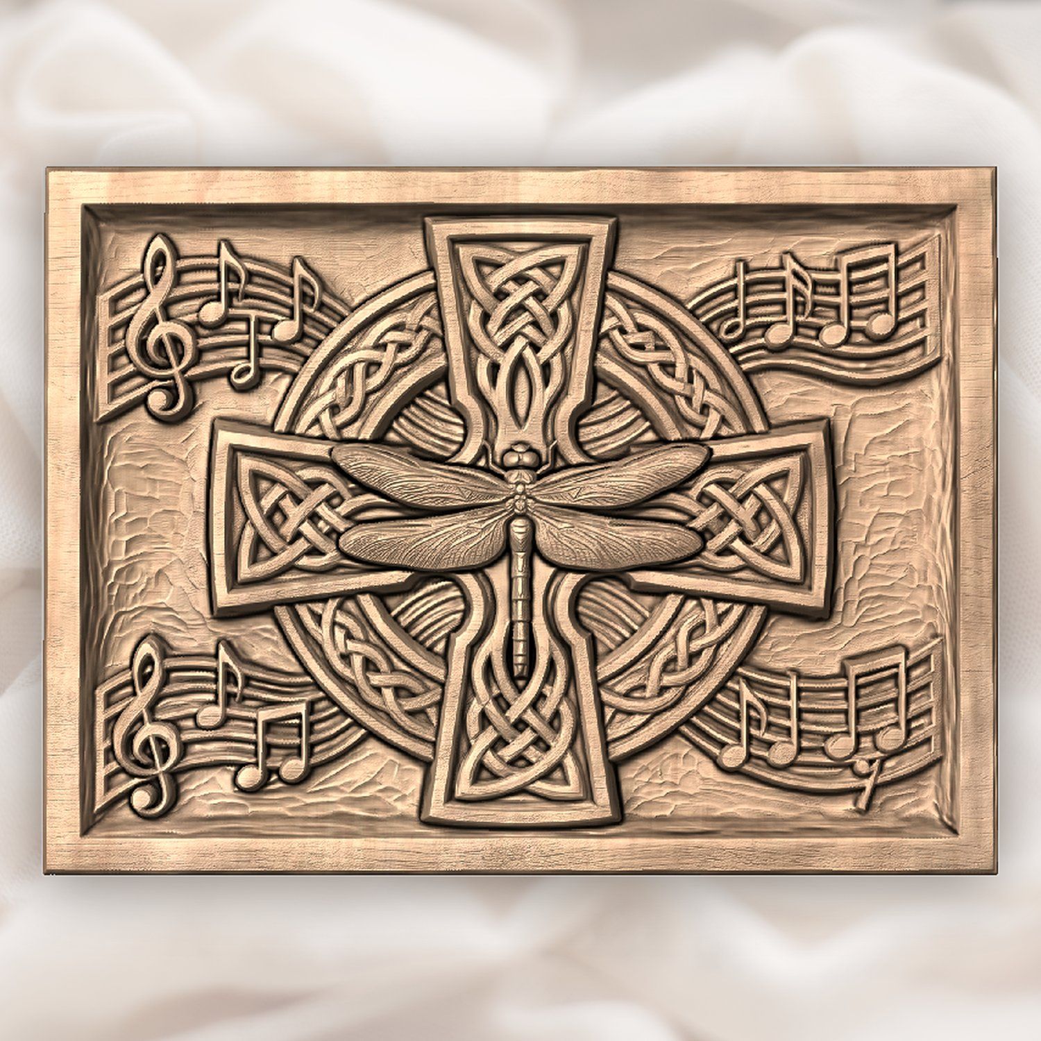 Dragonfly Celtic Cross Music Notes CNC Relief STL bas-relief STL — view 5