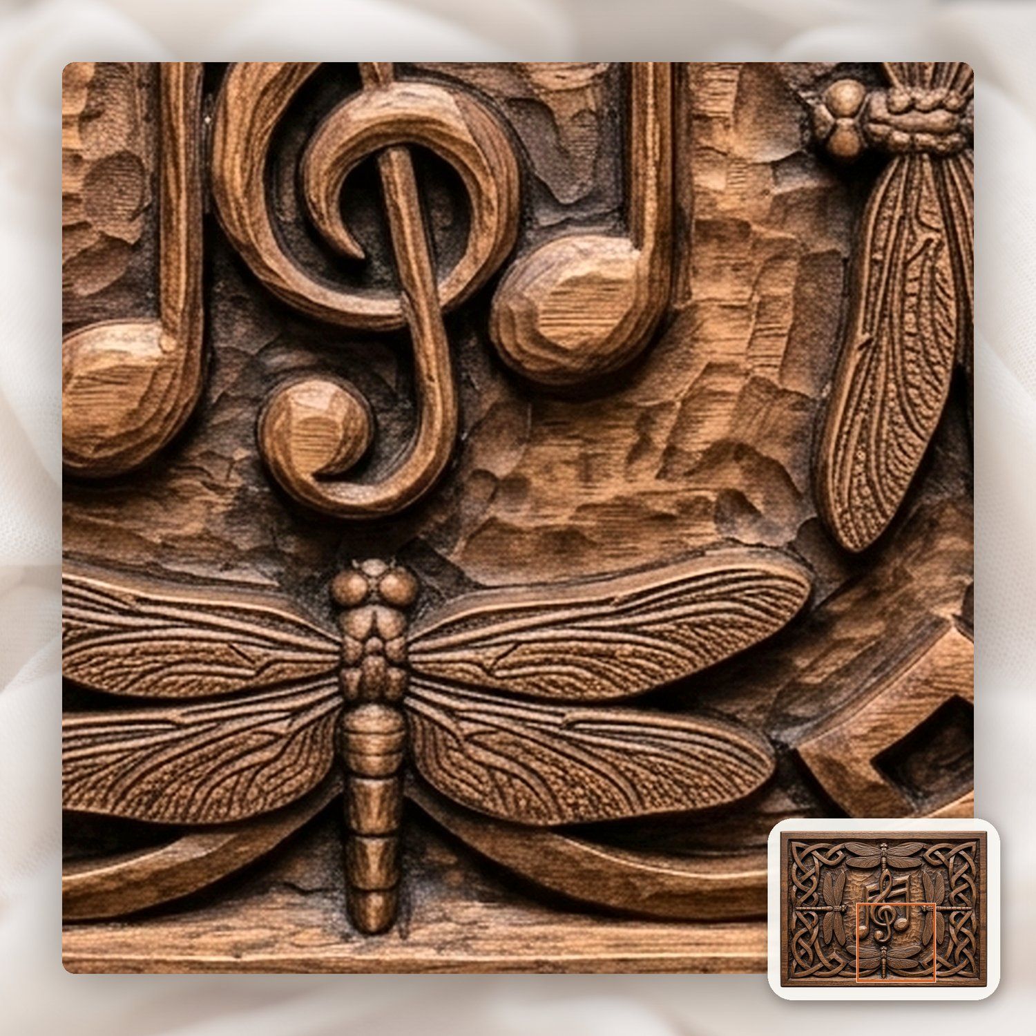 Dragonfly Celtic Knot Music Note CNC Relief STL bas-relief STL — view 12